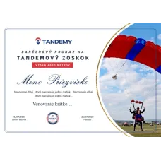 Darčekový poukaz na tandemový zoskok "Svetlý motív" Darčekový poukaz na tandemový zoskok "Svetlý motív"